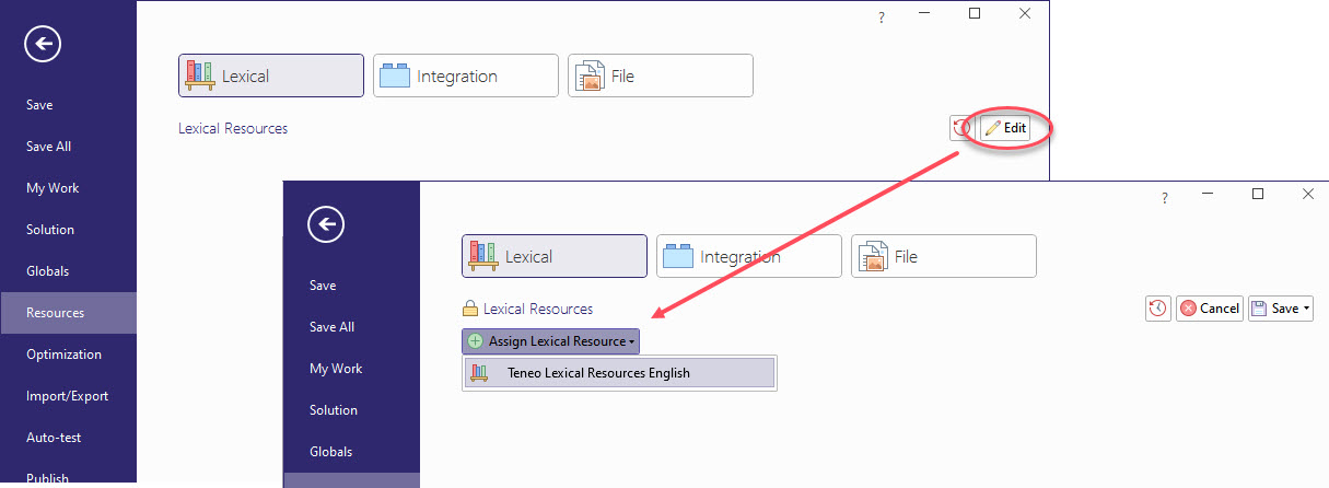 Assigning a lexical resource