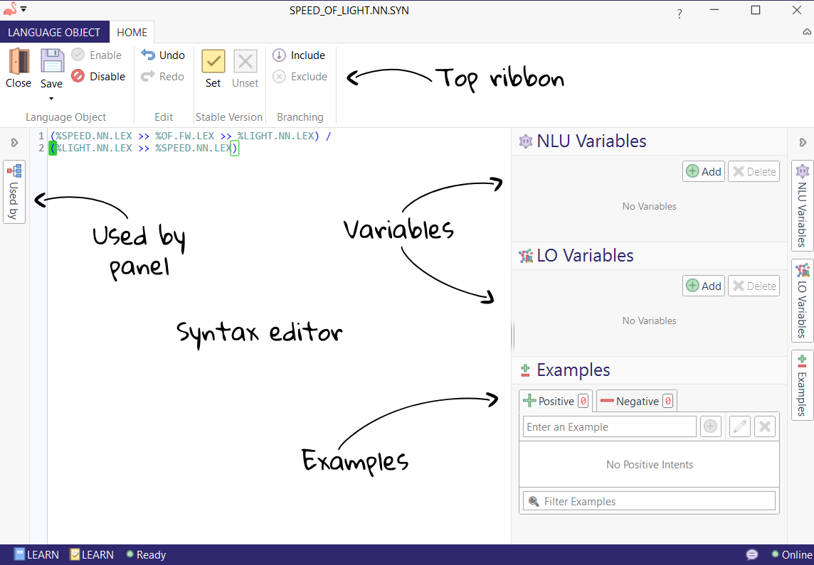 Language Object window