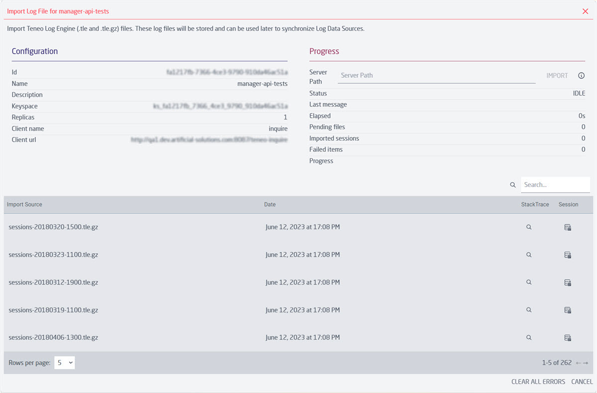 Log Archive Import Import Errors