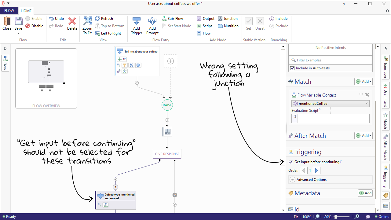 wrong setting after junction